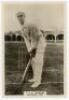 Thomas James Edwin ‘Tommy’ Andrews. New South Wales & Australia 1912-1929. Phillips ‘Pinnace’ premium issue cabinet size mono real photograph trade card of Andrews taken at Lord’s, standing full length in batting pose at the crease, wearing Australia cap.