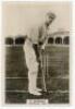 Warren Bardsley. New South Wales & Australia 1903-1926. Phillips ‘Pinnace’ premium issue cabinet size mono real photograph trade card of Bardsley taken at Lord’s, standing full length in batting pose at the crease, wearing Australia cap. Bardsley was a me