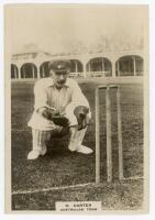 Hanson Carter. New South Wales & Australia 1897-1925. Phillips ‘Pinnace’ premium issue cabinet size mono real photograph trade card of Carter taken at Lord’s, in wicket-keeping pose at the crease, wearing Australia cap. Carter was a member of the 1921 Aus