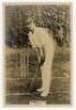 John Berry ‘Jack’ Hobbs, Surrey & England 1905-1934. Phillips ‘Pinnace’ premium issue cabinet size mono real photograph trade card of Hobbs standing full length at the wicket in batting pose, wearing England cap. No. 16.C. 4”x6”. Plain back. Minor silveri