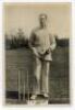 Frank Edward Woolley. Kent & England 1906-1938. Phillips ‘Pinnace’ premium issue cabinet size mono real photograph trade card of Woolley standing full length at the wicket holding a ball. No. 25.C. 4”x6”. Plain back. Very good condition.