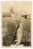 Lionel Holmes Wood Troughton. Kent 1907-1923. Phillips ‘Pinnace’ premium issue cabinet size mono real photograph trade card of Troughton standing full length at the wicket in batting pose wearing a cap. No. 32.C. 4”x6”. Plain back. Some staining and light