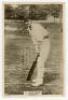 Joseph William Henry Makepeace. Lancashire & England 1906-1930. Phillips ‘Pinnace’ premium issue cabinet size mono real photograph trade card of Makepeace standing full length at the wicket in batting pose wearing Lancashire cap. No. 33.C. 4”x6”. Plain ba