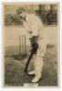 John Robert Freeman. Essex 1905-1928. Phillips ‘Pinnace’ premium issue cabinet size mono real photograph trade card of Freeman, full length at the wicket in batting pose wearing Essex cap. No. 39.C. 4”x6”. Plain back. A rarer card in this format, not seen