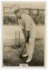 Charles Albert George ‘Jack’ Russell (also known as Albert Charles Russell). Essex & England 1908-1930. Phillips ‘Pinnace’ premium issue cabinet size mono real photograph trade card of Russell, full length at the wicket in batting pose wearing Essex cap. 