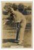 John William Henry Tyler Douglas . Essex, London County & England, 1901-28. Phillips ‘Pinnace’ premium issue cabinet size mono real photograph trade card of Douglas, full length at the wicket in batting pose. No. 42.C. 4”x6”. Plain back. Minor silvering, 