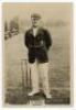 Roy Kilner, Yorkshire and England, 1911-27. Phillips ‘Pinnace’ premium issue cabinet size mono real photograph trade card of Kilner, standing full length at the wicket wearing Yorkshire cap and blazer. No. 49.C. 4”x6”. Plain back. Small damage to lower ed