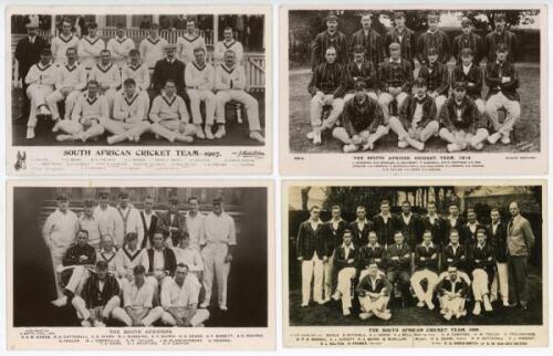 South Africa, West Indies & New Zealand touring team postcards 1907-1963. Seven original mono real photograph postcards of South African touring teams to England for 1907 (J. Herbert Wilson), 1912 (Beagles no. 333.U), 1924 (Beagles/ C. Smith, Oval), 1929 