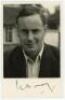 Peter Barker Howard May, Surrey & England 1950-1963. Mono real photograph plainback postcard of May, head and shoulders, wearing blazer. Signed in black ink to lower white border by May. Publisher unknown. VG.