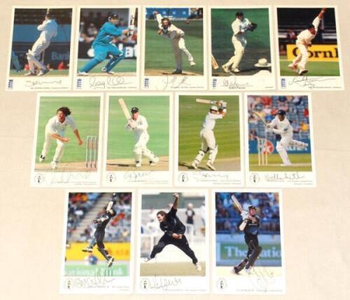 New Zealand. Classic Cricket Cards/ E.C.B. ‘International Cricketers’ series. Seventeen cards of New Zealand players, each signed by the featured player. Signed card numbers are 148 Fleming, 149 McMillan, 151 Vettori, 153 Parore (signed to label laid down