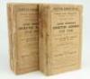 Wisden Cricketers’ Almanack 1906 and 1907. 43rd & 44th editions. Original paper wrappers. The 1906 edition with broken page block, the book in two halves, front wrapper detached and rear almost detached, old tape to wrapper edges at front and rear, heavy 