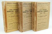 Wisden Cricketers’ Almanack 1910, 1911 and 1915. 47th, 48th & 52nd editions. Original paper wrappers. The 1910 and 1911 editions in similar condition with broken spine block, some tape to wrapper extremities, minor wear and slight darkening to wrappers, s