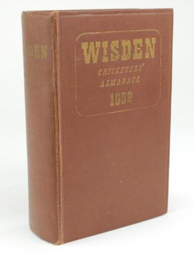 Wisden Cricketers’ Almanack 1939. 76th edition. Original hardback. Some general wear to boards and spine paper, dulling to gilt titles on the spine, the gilt titles on the front board are dulled but also worn, breaking to internal hinges at front and rear