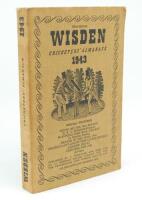 Wisden Cricketers’ Almanack 1943. 80th edition. Original limp cloth covers. Only 5600 paper copies printed in this war year. Very minor wear to the odd wrapper corner, very slight age toning otherwise in very good condition. Rare war-time edition.