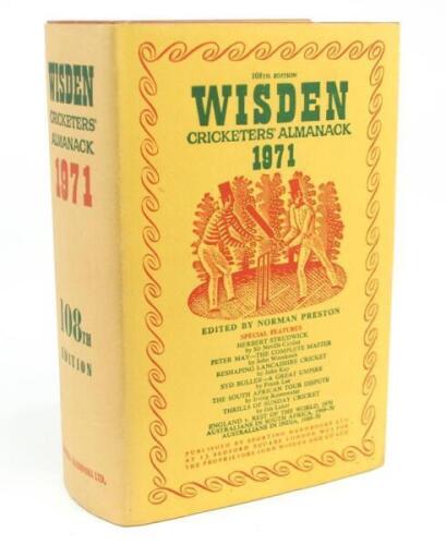 Wisden Cricketers’ Almanack 1971. Original hardback with dustwrapper. Very good condition.