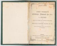 Wisden Cricketers’ Almanack 1875. 12th edition. Bound in black quarter leather with green boards, lacking original paper wrappers, with titles in gilt to spine, marbled page edge.