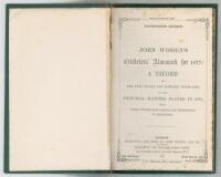 Wisden Cricketers’ Almanack 1877. 14th edition. Bound in black quarter leather with green boards, lacking original paper wrappers, with titles in gilt to spine, marbled page edge. Very minor foxing to odd front and rear page, the last page cleanly detache