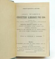 Wisden Cricketers’ Almanack 1890 and 1891. 27th & 28th editions. Both editions bound in green boards, lacking original paper wrappers, with gilt titles to spine, red speckled page edges. Both editions lacking first and all rear advertising pages, the 1890