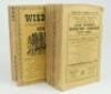 Wisden Cricketers’ Almanack 1935 and 1938. 72nd & 75th editions. Original paper wrappers and limp cloth covers. The 1935 edition with broken spine block, contents fairly loose, some minor wear to wrappers and wear and some loss to spine paper, other odd f