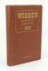 Wisden Cricketers’ Almanack 1943. 80th edition. Original hardback. Only 1400 hardback copies were printed in this war year. Dulled gilt titles on spine paper otherwise in very good condition with gilt titles to front board bright. A rare wartime edition .