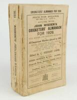 Wisden Cricketers’ Almanack 1926. 63rd edition. Original paper wrappers. Some breaking to spine block, wear and some loss to spine paper, some soiling to front wrapper, some fading to wrappers, internally good.