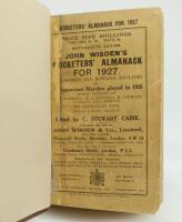 Wisden Cricketers’ Almanack 1927, 1928 and 1930. 64th, 65th & 67th editions. All three editions bound in dark brown boards, with original paper wrappers, with gilt titles to spine. The 1927 and 1928 editions with worn and age toned wrappers, the 1930 edit