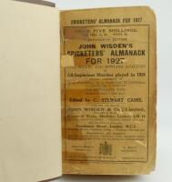 Wisden Cricketers’ Almanack 1927, 1932 and 1935. 64th, 69th & 72nd editions. All three editions bound in dark brown boards, with original paper wrappers, with gilt titles to spine. All three editions with worn and age toned wrappers with old tape marks ov