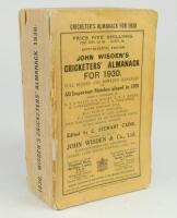 Wisden Cricketers’ Almanack 1930. 67th edition. Original paper wrappers. Some wear to wrappers and spine paper, wear and small loss to corners of wrappers, small loss to spine paper and edge of front wrapper, nicks to wrapper edges otherwise in good condi