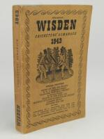 Wisden Cricketers’ Almanack 1943. 80th edition. Original limp cloth covers. Only 5600 paper copies printed in this war year. Some slight darkening and a degree of discolouration to covers, some wear and slight breaking to front internal hinge otherwise in