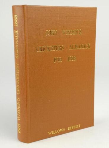 Wisden Cricketers’ Almanack 1888. Willows softback reprint (1989) in light brown hardback covers with gilt lettering. Limited edition 453/500. Very good condition.