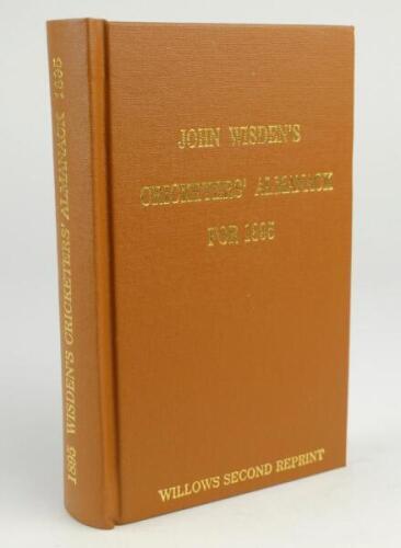 Wisden Cricketers’ Almanack 1895. Willows second softback reprint (2008) in light brown hardback covers with gilt lettering. Limited edition 20/250. Very good condition.