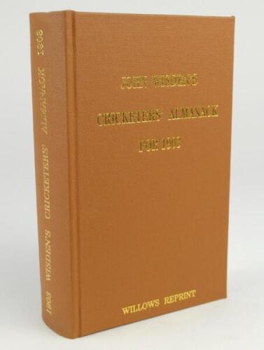 Wisden Cricketers’ Almanack 1903. Willows softback reprint (1997) in light brown hardback covers with gilt lettering. Limited edition 286/500. Very good condition .