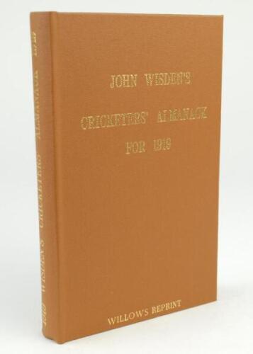 Wisden Cricketers’ Almanack 1919. Willows softback reprint (1997) in light brown hardback covers with gilt lettering. Limited edition 55/500. Very good condition.