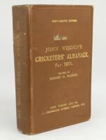 Wisden Cricketers’ Almanack 1911. 48th edition. Original hardback. Some light wear to boards and spine, Old library(?) labels appear to have been removed from the top of the front board and head of the spine paper, wear and corner bumping to board extremi