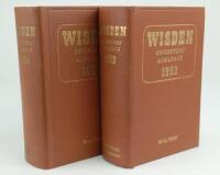 Wisden Cricketers’ Almanack 1953 and 1954. Original hardback editions. The 1953 edition has slight soiling to page block edge otherwise in very good condition, the 1954 has some creasing to front board, small bump to top right hand corner of front board, 