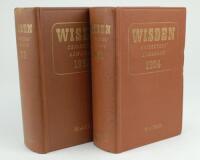 Wisden Cricketers’ Almanack 1954 and 1955. Original hardback editions. Very slight breaking to the rear internal hinges of the 1954 edition, minor wear to the top edge of the spine paper of the 1955 edition otherwise in generally good/very good condition.