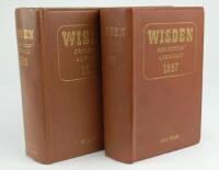 Wisden Cricketers’ Almanack 1957 and 1958. Original hardback editions. Wrinkling with slight dulling to the gilt titles on the spine paper of the 1957 edition, odd minor faults to the boards of the 1958 edition otherwise in generally good/very good condit