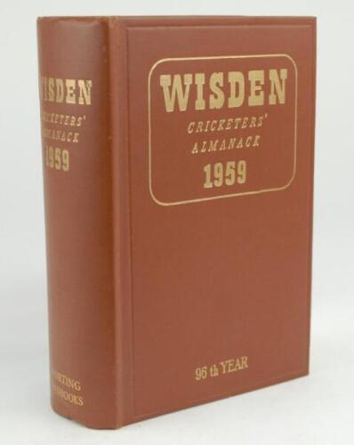 Wisden Cricketers’ Almanack 1959. Original hardback edition. Slight soiling/spotting to the page block edge otherwise in very good condition.