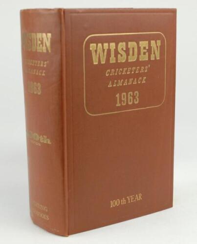 Wisden Cricketers’ Almanack 1963. Original hardback. Very good condition with bright gilt titles to front board and spine paper.