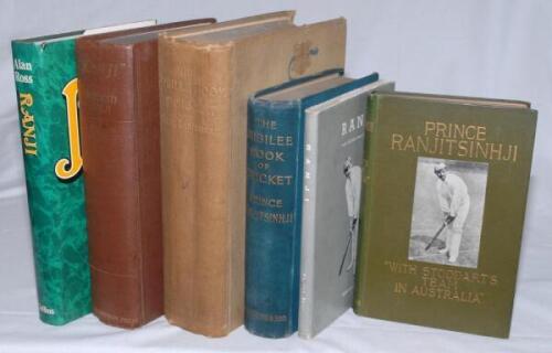 Kumar Shri Ranjitsinhji. ‘With Stoddart’s Team in Australia’, third edition London 1898. Original decorative boards. Lovely condition throughout. ‘The Jubilee Book of Cricket’, London 1897. Two editions, one in original cream cloth with soiling, wear and 