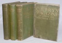 ‘C.B. Fry’s Magazine of Sports and Outdoor Life’. Volumes I, III, V and VII. George Newnes, London 1904 to 1907. Four volumes bound in original publisher’s green cloth and gilt titles to front and spine, Vols. III & V with gilt to page edges. Wear and som