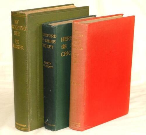 ‘The Elevens of Three Great Schools [Winchester, Eton & Harrow] 1805-1929’. W.R. Lyon, Eton 1930. Original red cloth, gilt title to spine. Signed in ink to the front endpaper by Reginald Seymour Brinton (Worcestershire 1903-1909, 13 matches) with his book