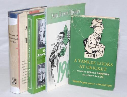 American, Irish and overseas cricket, some signed. Three hardback American titles, ‘A Century of Philadelphia Cricket’, J.A. Lester, Philadelphia 1961. Dustwrapper with some loss. Somewhat shaky signature of the author to front endpaper, dated 1985[?]. ‘A