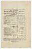 Sussex v Kent 1846. Exceptionally early scoresheet titled ‘Cricket. State of the Game--- o’clock (Dinner Time)’ on the third day of the match played at Thomas Box’s Royal Cricket Ground at Brighton, dated Saturday 4th July [1846]. The single sided scoresh