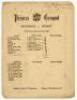 ‘Middlesex v Surrey 1876’. Early original double sided scorecard for the match played at the Princes Ground, Chelsea on the 12th-14th June 1876. Printed and handwritten scores in ink for Surrey’s first innings which ended 276 all out, Jupp scoring 92no, a