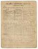 ‘Derbyshire v. Kent’ 1880. Early official single sided scorecard for the match played at the County Cricket Ground, Derby, 14th- 16th June 1880. The scorecard with complete printed scores in which a weakened Kent team batting first made 102 (Hay 6/23) and