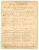 First Test Match in England. England v. Australia 1880. Early and rare original double sided scorecard for the match played at Kennington Oval, 6th- 8th September 1880. The scorecard with complete printed scores. England batted first with W.G. and E.M. Gr