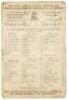 ‘Gloucestershire v. Lancashire’ 1883. Early original single sided scorecard for the match played at Clifton College, Bristol, 27th- 29th August 1883.