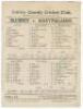 Surrey v. Australians’ 1899. Early official double sided scorecard for the tour match played at the Kennington Oval, 24th- 26th July 1899. The scorecard with complete printed scores for the match in which Surrey batted first and were dismissed relatively 