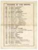 ‘England v Australia’ 1899. Original early scorecard for the 5th Test match played at Kennington Oval, 14th-16th August 1899. The scorecard with incomplete printed scores. England batted first and F.S. Jackson (118) and Tom Hayward (137) put on 185 for th - 2